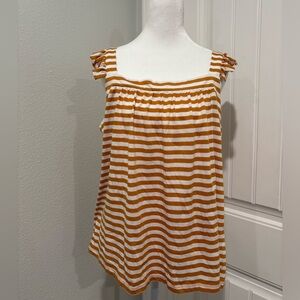 Michael Kors Orange and White Striped Top Size L